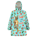 Aussie Christmas Santa Wearable Blanket Hoodie Retro Cartoon Summer Holiday Beach - I Ate The Carrots Kangaroo