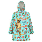 Aussie Christmas Santa Wearable Blanket Hoodie Retro Cartoon Summer Holiday Beach - I Ate The Carrots Kangaroo