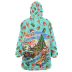 Aussie Christmas Santa Wearable Blanket Hoodie Retro Cartoon Summer Holiday Beach - I Ate The Carrots Kangaroo