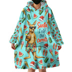 Aussie Christmas Santa Wearable Blanket Hoodie Retro Cartoon Summer Holiday Beach - I Ate The Carrots Kangaroo
