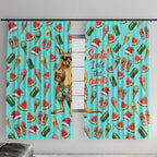 Aussie Christmas Santa Window Curtain Retro Cartoon Summer Holiday Beach - I Ate The Carrots Kangaroo