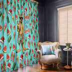 Aussie Christmas Santa Window Curtain Retro Cartoon Summer Holiday Beach - I Ate The Carrots Kangaroo