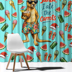 Aussie Christmas Santa Window Curtain Retro Cartoon Summer Holiday Beach - I Ate The Carrots Kangaroo