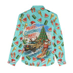 Aussie Christmas Santa Women Casual Shirt Retro Cartoon Summer Holiday Beach - I Ate The Carrots Kangaroo