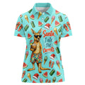 Aussie Christmas Santa Women Polo Shirt Retro Cartoon Summer Holiday Beach - I Ate The Carrots Kangaroo