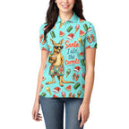 Aussie Christmas Santa Women Polo Shirt Retro Cartoon Summer Holiday Beach - I Ate The Carrots Kangaroo