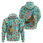 Aussie Christmas Santa Zip Hoodie Retro Cartoon Summer Holiday Beach - I Ate The Carrots Kangaroo