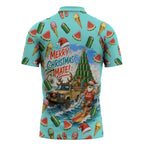 Aussie Christmas Santa Zipper Polo Shirt Retro Cartoon Summer Holiday Beach - I Ate The Carrots Kangaroo