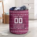 Personalized Brisbane Broncos Christmas Laundry Basket Australian Rugby Fans - Pixelated Ugly Xmas Pattern Mascot Santa