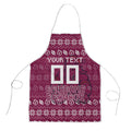Personalized Brisbane Broncos Christmas Apron Australian Rugby Fans - Pixelated Ugly Xmas Pattern Mascot Santa