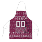 Personalized Brisbane Broncos Christmas Apron Australian Rugby Fans - Pixelated Ugly Xmas Pattern Mascot Santa