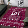Personalized Brisbane Broncos Christmas Area Rug Australian Rugby Fans - Pixelated Ugly Xmas Pattern Mascot Santa