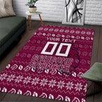 Personalized Brisbane Broncos Christmas Area Rug Australian Rugby Fans - Pixelated Ugly Xmas Pattern Mascot Santa