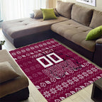 Personalized Brisbane Broncos Christmas Area Rug Australian Rugby Fans - Pixelated Ugly Xmas Pattern Mascot Santa