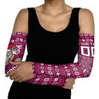 Personalized Brisbane Broncos Christmas Arm Sleeves Australian Rugby Fans - Pixelated Ugly Xmas Pattern Mascot Santa