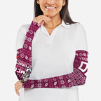 Personalized Brisbane Broncos Christmas Arm Sleeves Australian Rugby Fans - Pixelated Ugly Xmas Pattern Mascot Santa