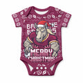 Personalized Brisbane Broncos Christmas Baby Onesie Australian Rugby Fans - Pixelated Ugly Xmas Pattern Mascot Santa