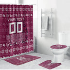 Personalized Brisbane Broncos Christmas Bathroom Set Australian Rugby Fans - Pixelated Ugly Xmas Pattern Mascot Santa