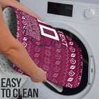 Personalized Brisbane Broncos Christmas Bathroom Set Australian Rugby Fans - Pixelated Ugly Xmas Pattern Mascot Santa