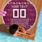 Personalized Brisbane Broncos Christmas Beach Blanket Australian Rugby Fans - Pixelated Ugly Xmas Pattern Mascot Santa