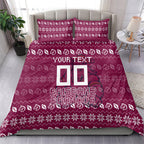 Personalized Brisbane Broncos Christmas Bedding Set Australian Rugby Fans - Pixelated Ugly Xmas Pattern Mascot Santa