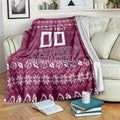 Personalized Brisbane Broncos Christmas Blanket Australian Rugby Fans - Pixelated Ugly Xmas Pattern Mascot Santa