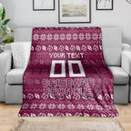 Personalized Brisbane Broncos Christmas Blanket Australian Rugby Fans - Pixelated Ugly Xmas Pattern Mascot Santa