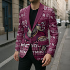 Personalized Brisbane Broncos Christmas Blazer Australian Rugby Fans - Pixelated Ugly Xmas Pattern Mascot Santa