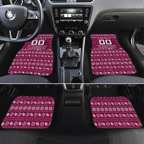 Personalized Brisbane Broncos Christmas Car Mats Australian Rugby Fans - Pixelated Ugly Xmas Pattern Mascot Santa