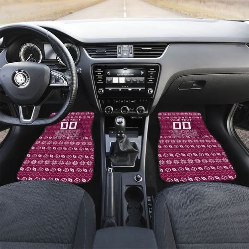 Personalized Brisbane Broncos Christmas Car Mats Australian Rugby Fans - Pixelated Ugly Xmas Pattern Mascot Santa