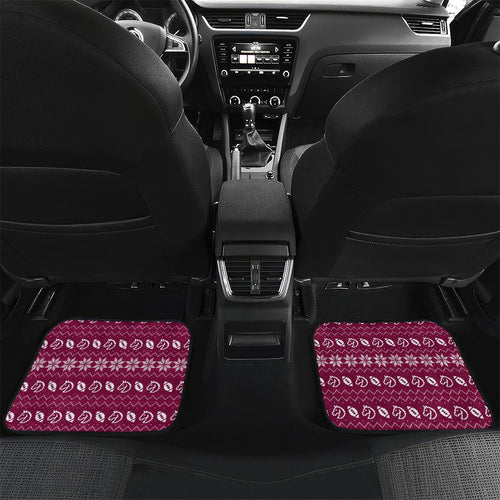 Personalized Brisbane Broncos Christmas Car Mats Australian Rugby Fans - Pixelated Ugly Xmas Pattern Mascot Santa