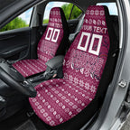 Personalized Brisbane Broncos Christmas Car Seat Cover Australian Rugby Fans - Pixelated Ugly Xmas Pattern Mascot Santa