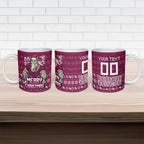 Personalized Brisbane Broncos Christmas Ceramic Mug Australian Rugby Fans - Pixelated Ugly Xmas Pattern Mascot Santa