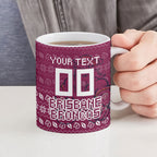 Personalized Brisbane Broncos Christmas Ceramic Mug Australian Rugby Fans - Pixelated Ugly Xmas Pattern Mascot Santa