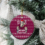 Brisbane Broncos Christmas Ceramic Ornament Australian Rugby Fans - Pixelated Ugly Xmas Pattern Mascot Santa