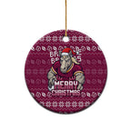 Brisbane Broncos Christmas Ceramic Ornament Australian Rugby Fans - Pixelated Ugly Xmas Pattern Mascot Santa