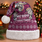 Brisbane Broncos Christmas Santa Hat Australian Rugby Fans - Pixelated Ugly Xmas Pattern Mascot Santa
