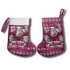 Brisbane Broncos Christmas Stocking Australian Rugby Fans - Pixelated Ugly Xmas Pattern Mascot Santa