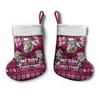 Brisbane Broncos Christmas Stocking Australian Rugby Fans - Pixelated Ugly Xmas Pattern Mascot Santa