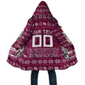 Personalized Brisbane Broncos Christmas Cloak Australian Rugby Fans - Pixelated Ugly Xmas Pattern Mascot Santa