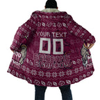 Personalized Brisbane Broncos Christmas Cloak Australian Rugby Fans - Pixelated Ugly Xmas Pattern Mascot Santa