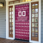 Personalized Brisbane Broncos Christmas Door Cover Australian Rugby Fans - Pixelated Ugly Xmas Pattern Mascot Santa