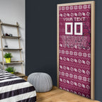 Personalized Brisbane Broncos Christmas Door Cover Australian Rugby Fans - Pixelated Ugly Xmas Pattern Mascot Santa