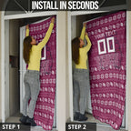 Personalized Brisbane Broncos Christmas Door Cover Australian Rugby Fans - Pixelated Ugly Xmas Pattern Mascot Santa