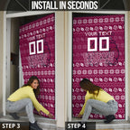 Personalized Brisbane Broncos Christmas Door Cover Australian Rugby Fans - Pixelated Ugly Xmas Pattern Mascot Santa