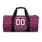 Personalized Brisbane Broncos Christmas Duffle Bag Australian Rugby Fans - Pixelated Ugly Xmas Pattern Mascot Santa