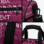 Personalized Brisbane Broncos Christmas Duffle Bag Australian Rugby Fans - Pixelated Ugly Xmas Pattern Mascot Santa