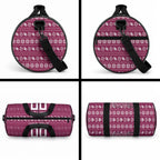 Personalized Brisbane Broncos Christmas Duffle Bag Australian Rugby Fans - Pixelated Ugly Xmas Pattern Mascot Santa