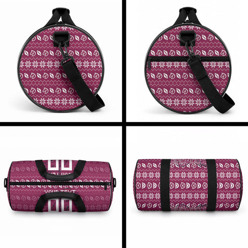 Personalized Brisbane Broncos Christmas Duffle Bag Australian Rugby Fans - Pixelated Ugly Xmas Pattern Mascot Santa