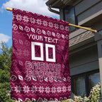 Personalized Brisbane Broncos Christmas Garden Flag Australian Rugby Fans - Pixelated Ugly Xmas Pattern Mascot Santa
